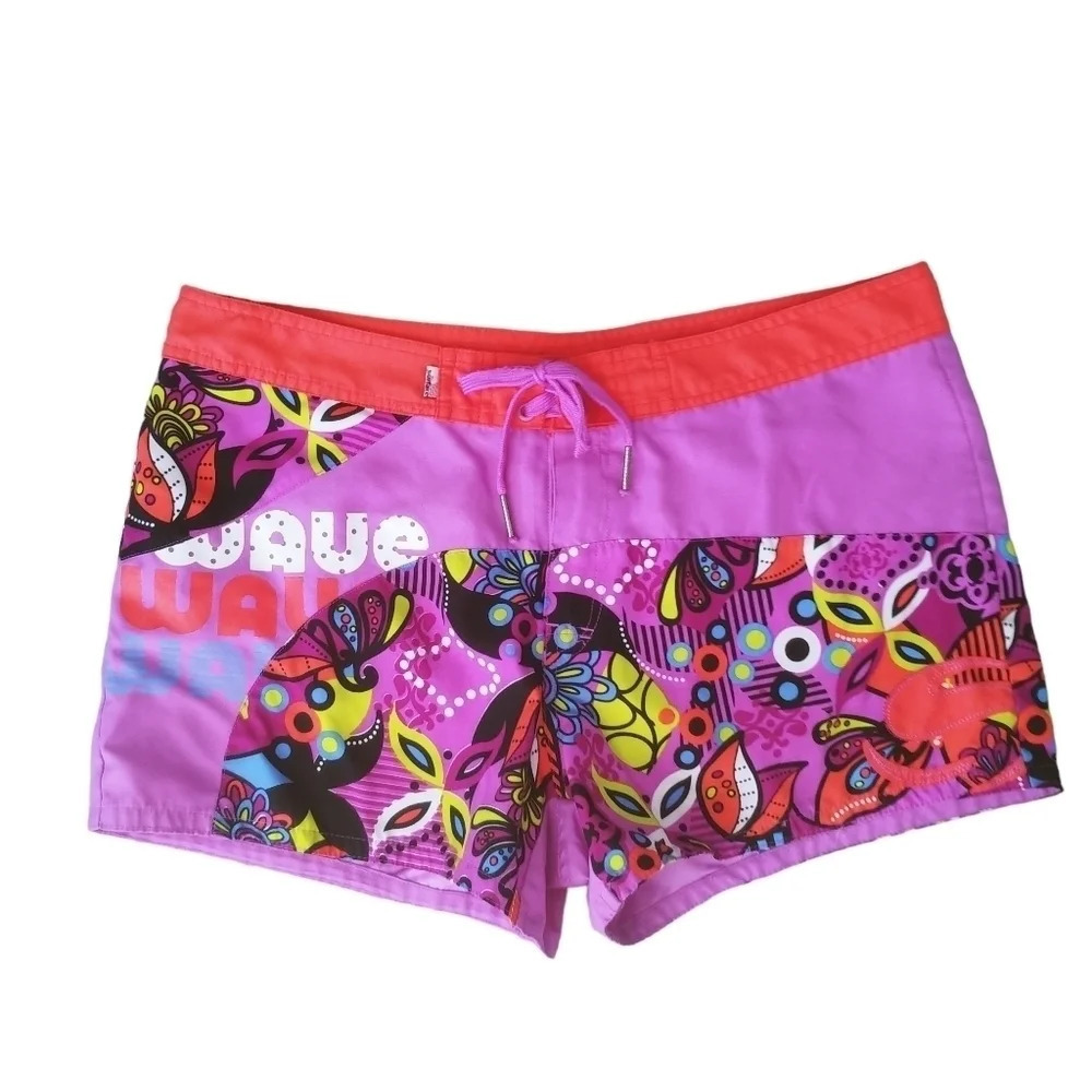 Surface Board Shorts/Swim Bottoms Purple  Floral Retro L